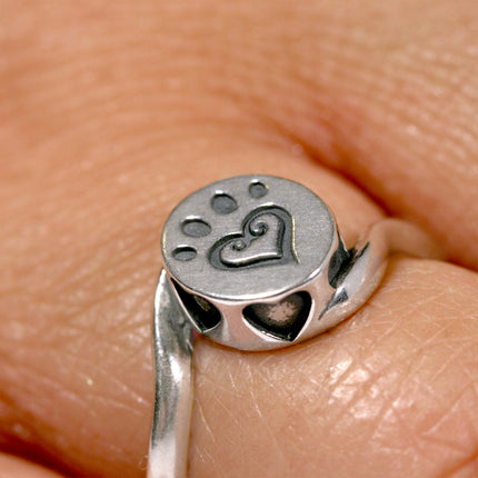 Sterling Silver Paw Print Ring, Etched In My Heart