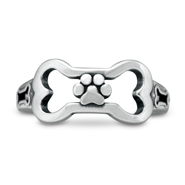 Paw and Bone Ring, Sterling Silver Paws Off My Bone Ring