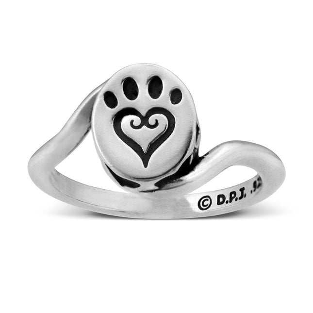 Sterling Silver Paw Print Ring, Etched In My Heart