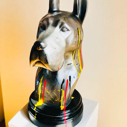 Street Art Silver Great Dane Statue