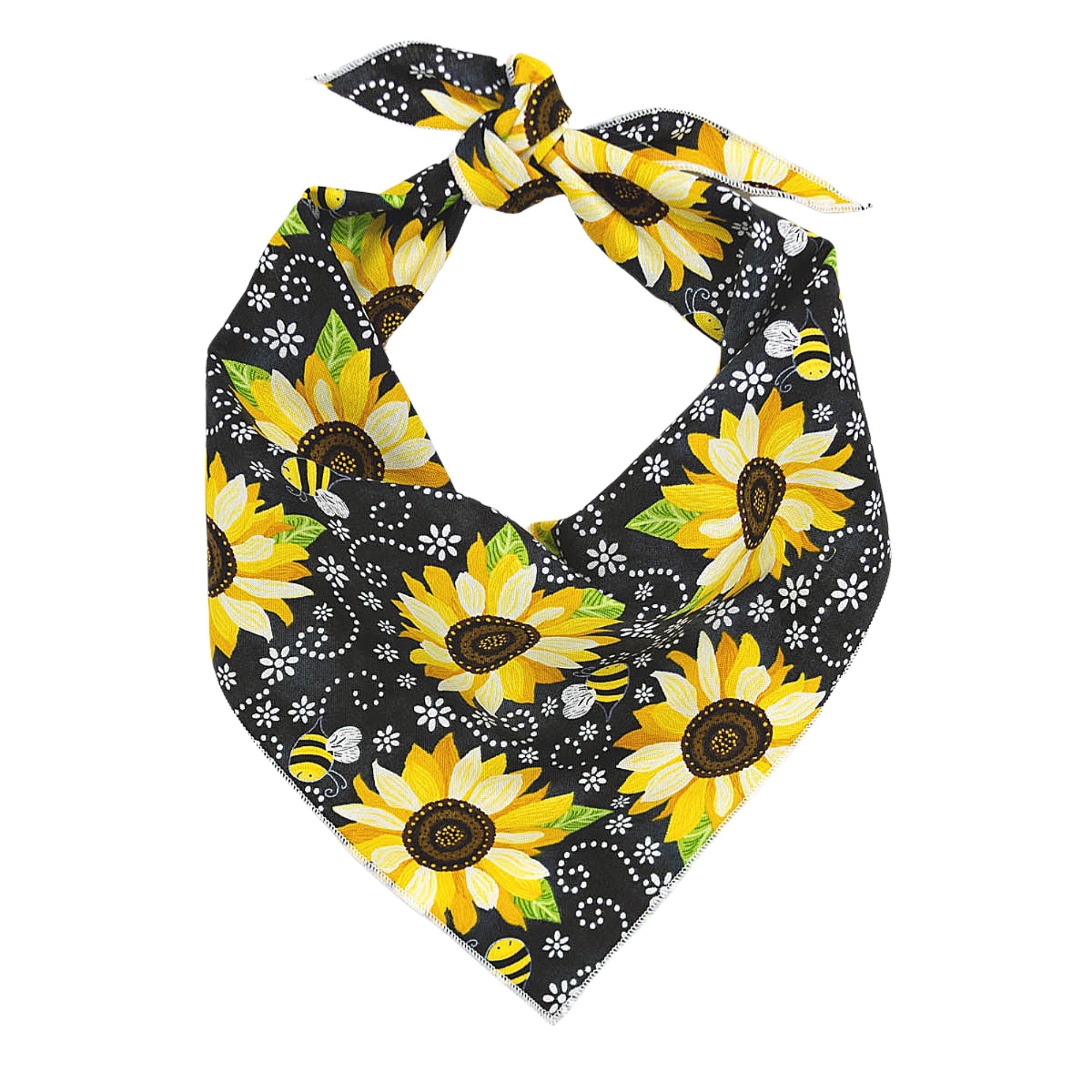 Sunflower on Black Dog Bandana