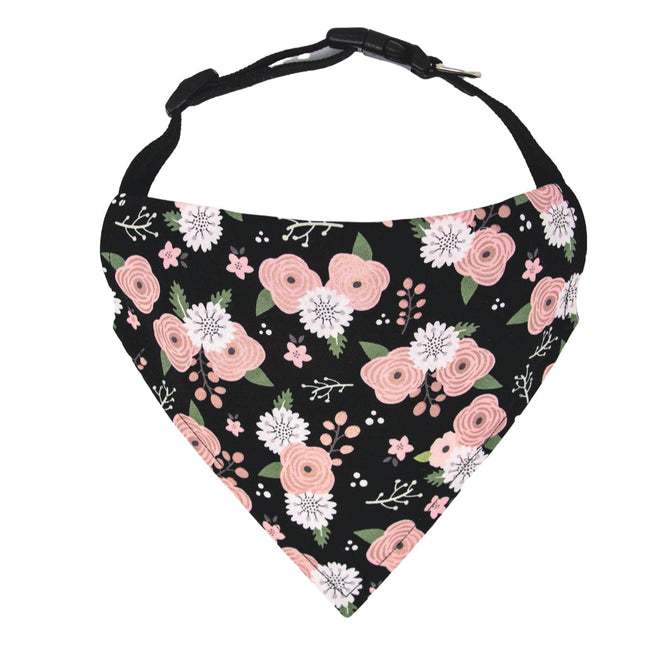 Sweet Rose on Black Dog Bandana