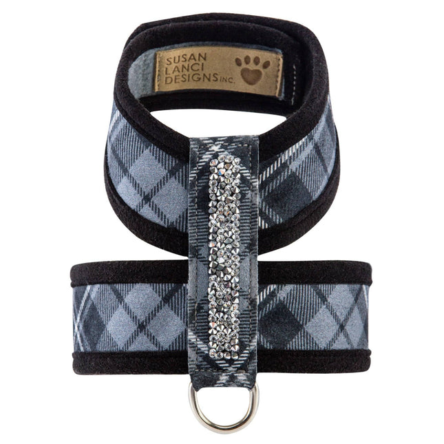 Scotty Plaid Crystal Rocks Tinkie Harness with Black Trim