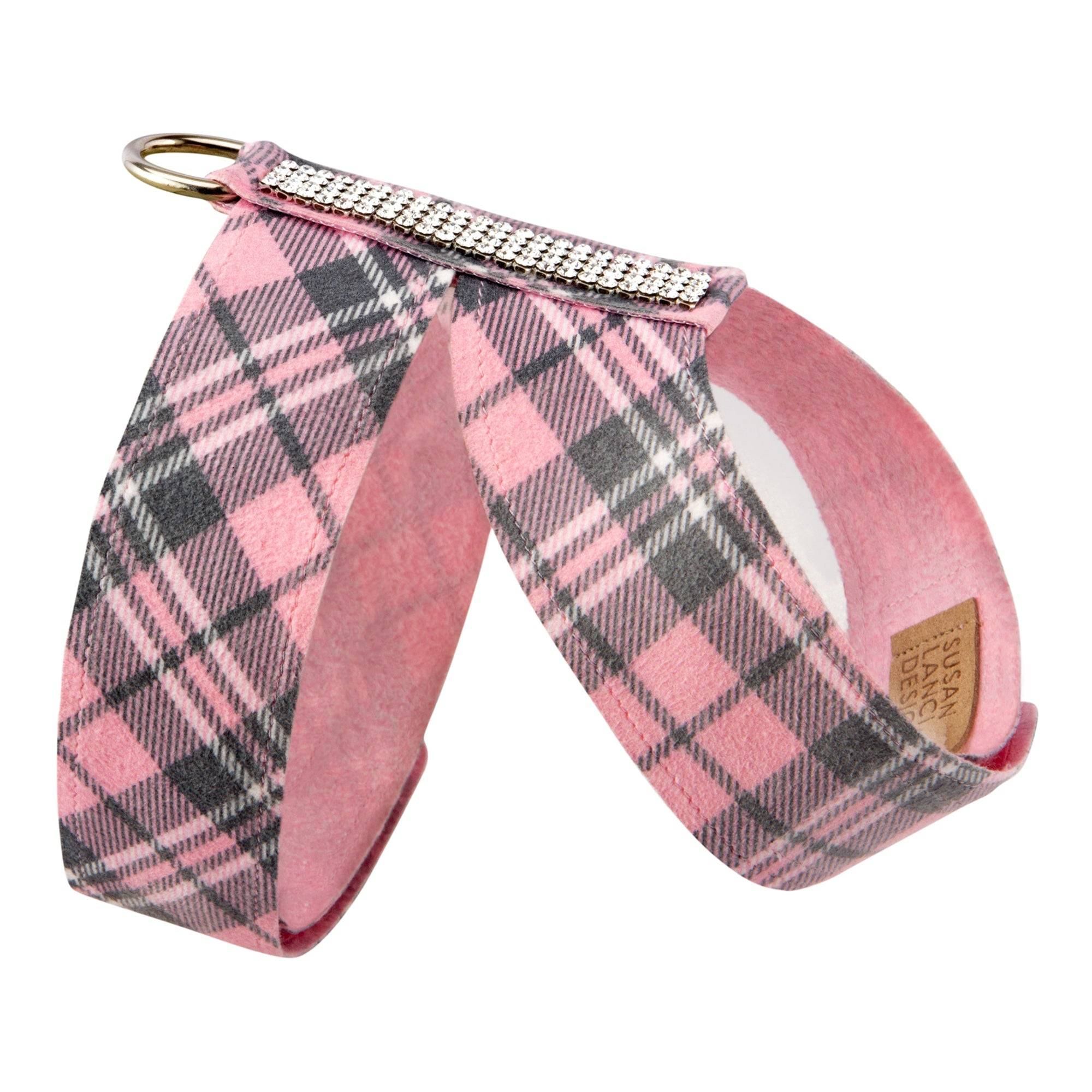 Scotty Plaid 4 Row Giltmore Tinkie Harness Puppy Pink Plaid