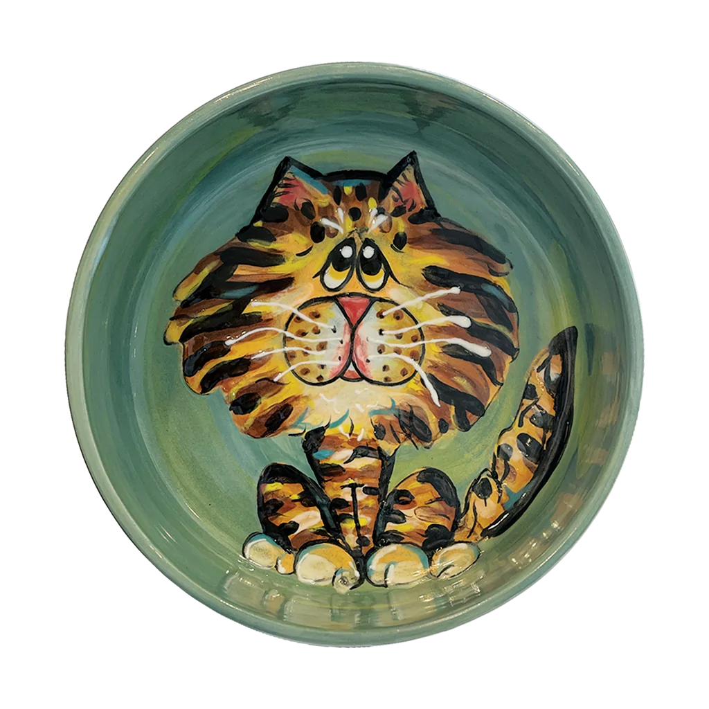 Tabby Titmouse Handmade Pottery Cat Dish by Debby Carman