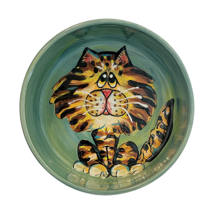 Tabby Titmouse Handmade Pottery Cat Dish by Debby Carman