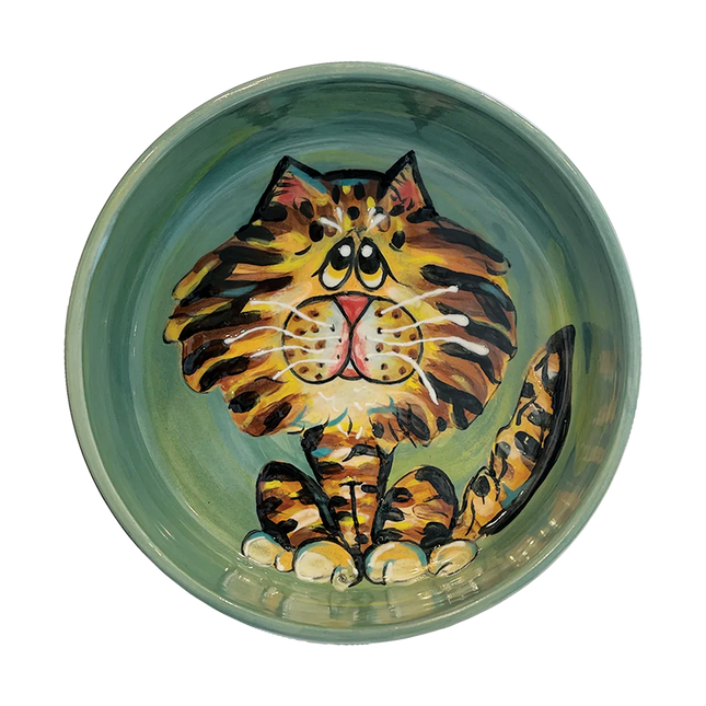 Tabby Titmouse Handmade Pottery Cat Dish by Debby Carman