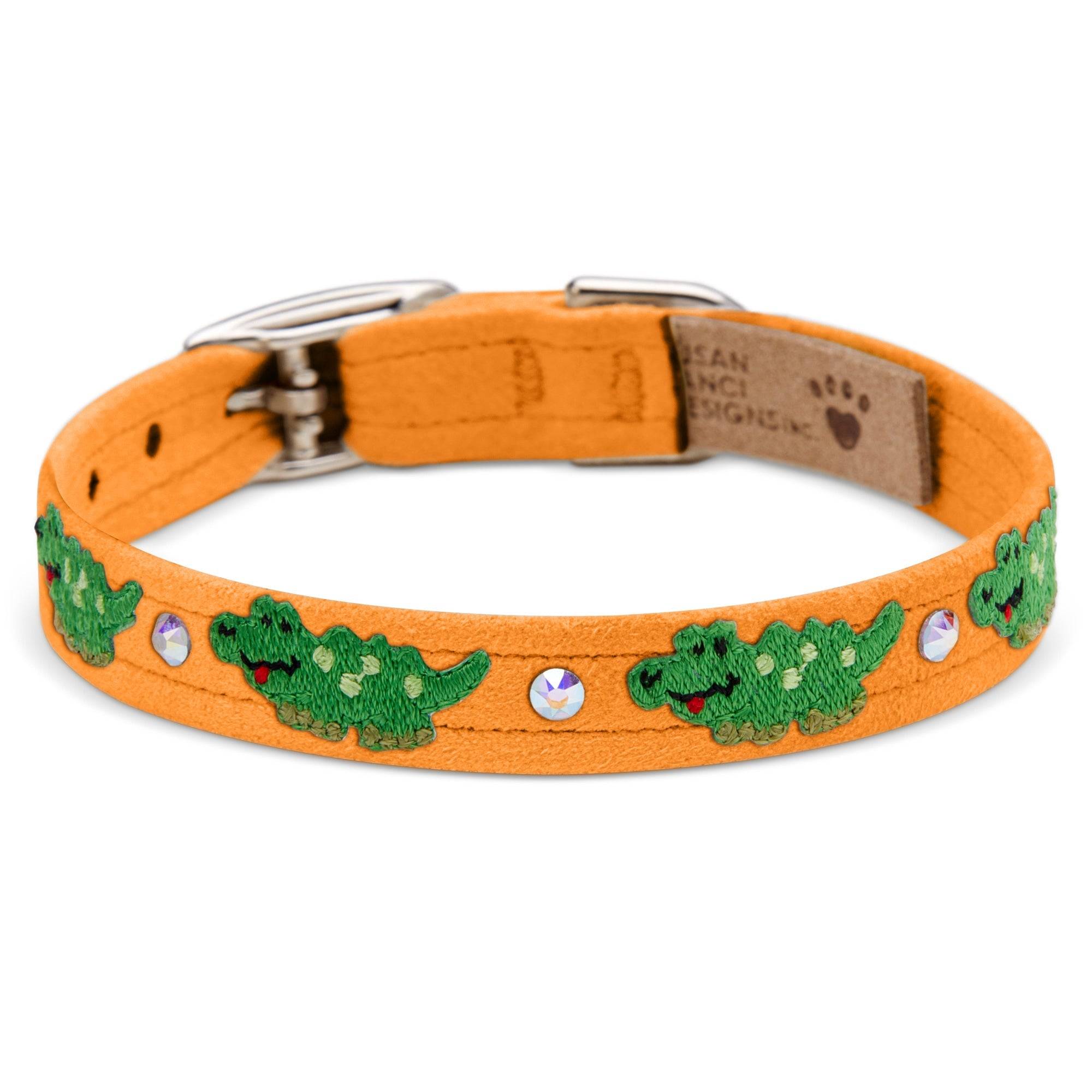 Embroidered Alligators Collar Tangerine