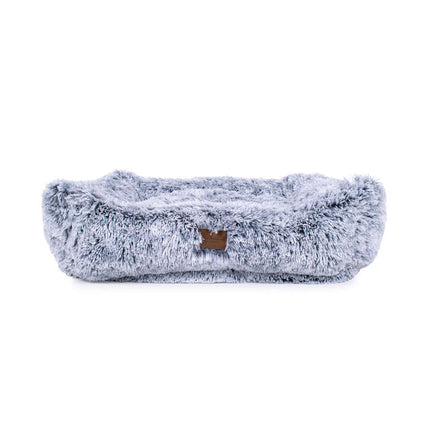 Teddy Bear Faux Fur Kuddler Dog Bed - Gray