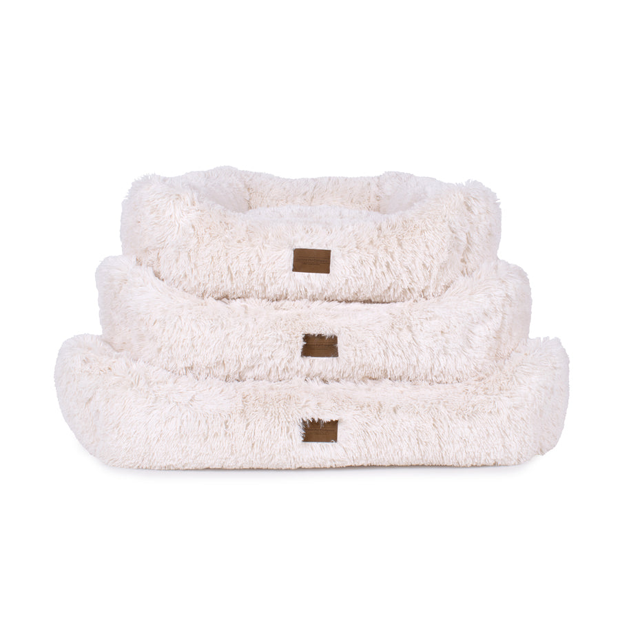 Teddy Bear Faux Fur Kuddler Dog Bed - White X-Large