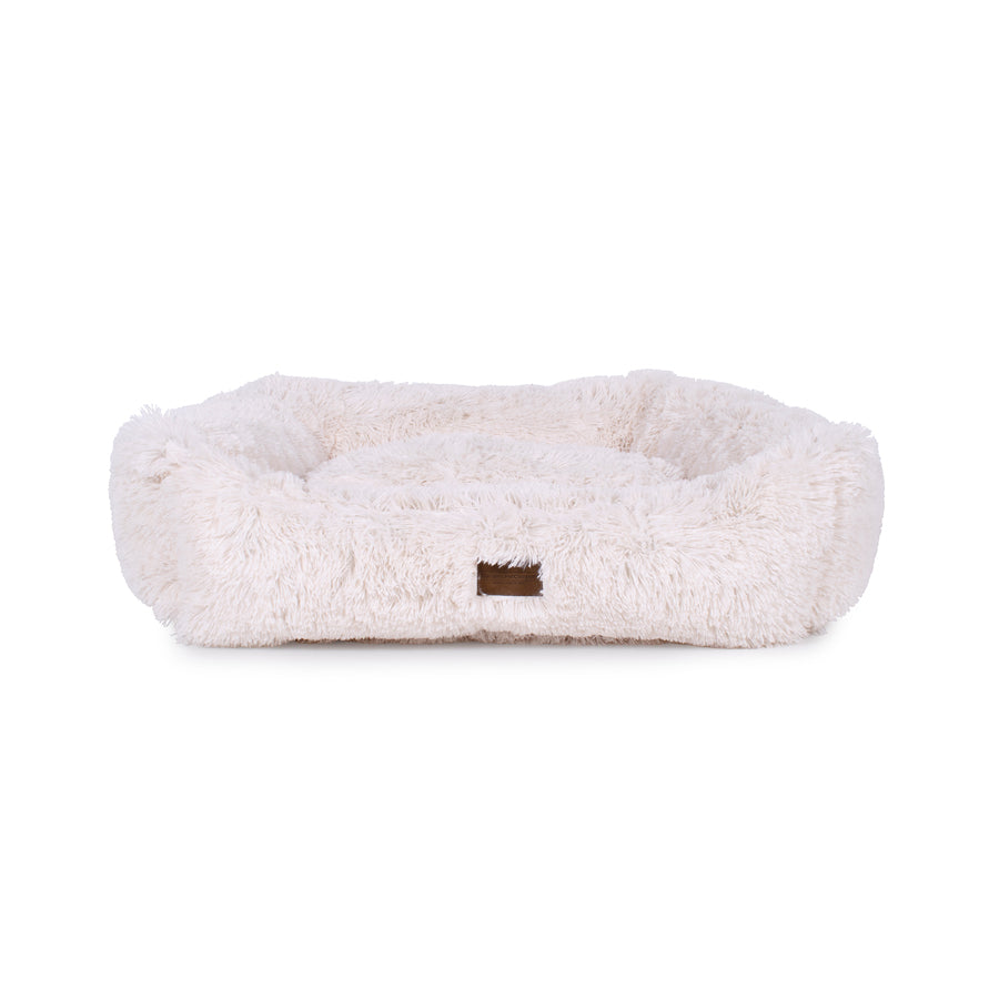 Teddy Bear Faux Fur Kuddler Dog Bed - White