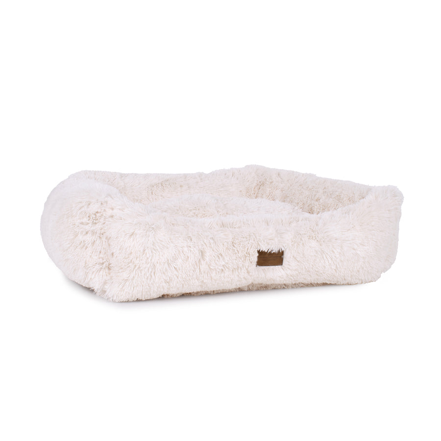 Teddy Bear Faux Fur Kuddler Dog Bed - White