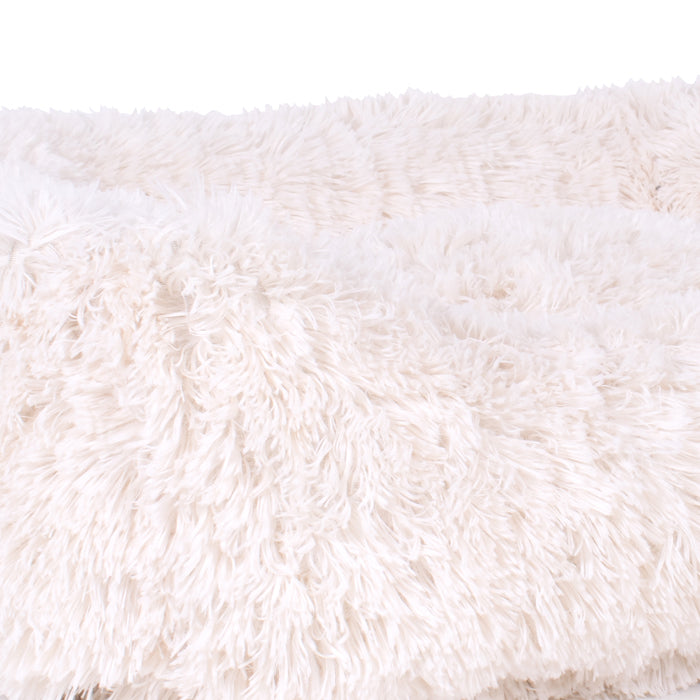 Teddy Bear Faux Fur Kuddler Dog Bed - White