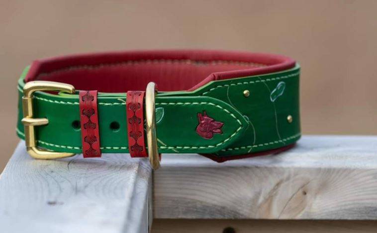 The Grinch Custom Leather Dog Collar