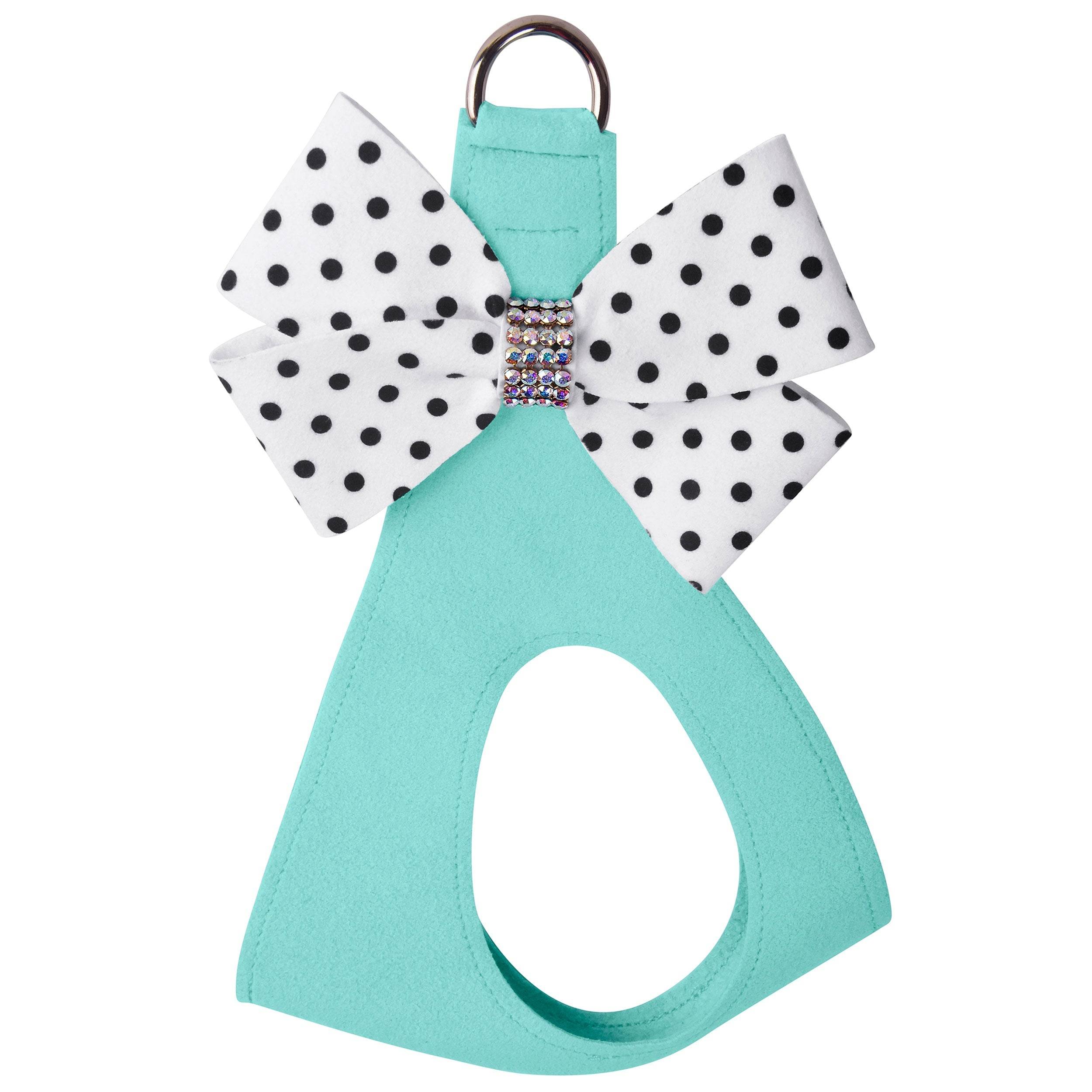 Polka Dot Nouveau Bow with Aurora Borealis Giltmore Step In Harness Tiffi Blue