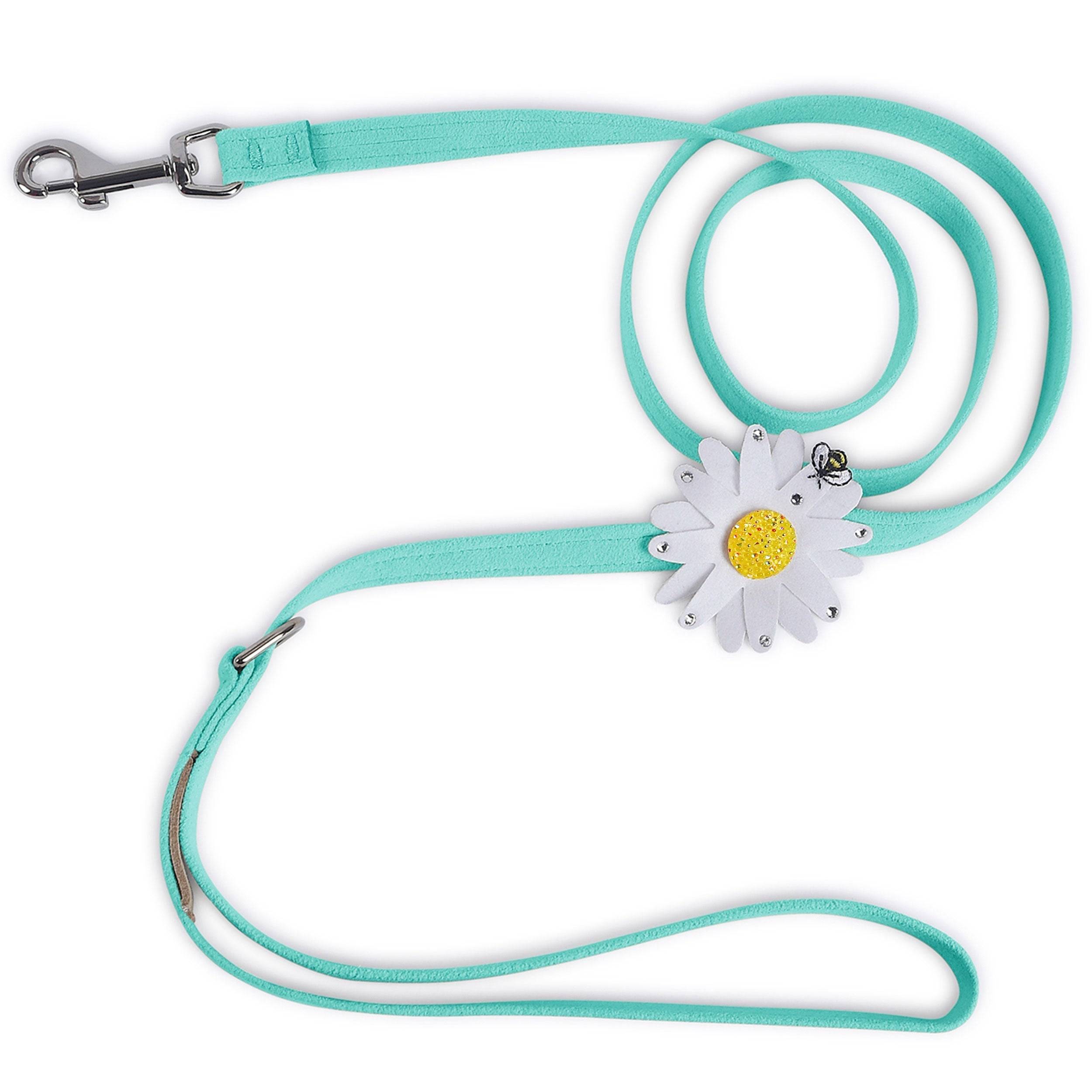 Large Daisy with AB Crystal Stellar Center Leash Tiffi Blue