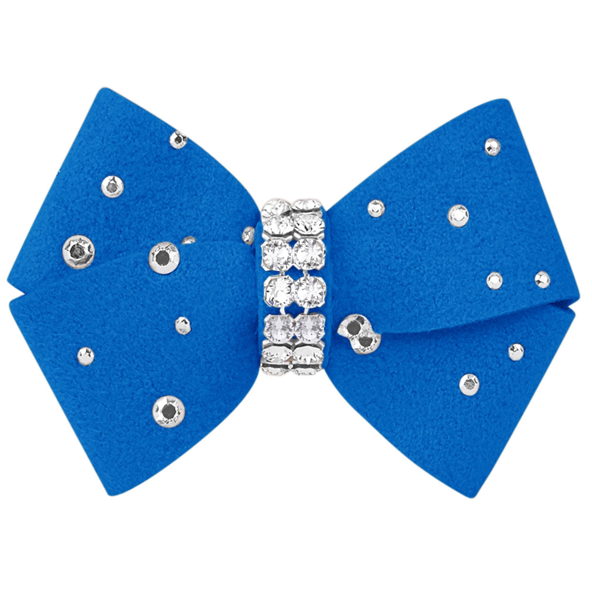 Nouveau Bow Hair Bow with Silver Stardust Tiffi Blue