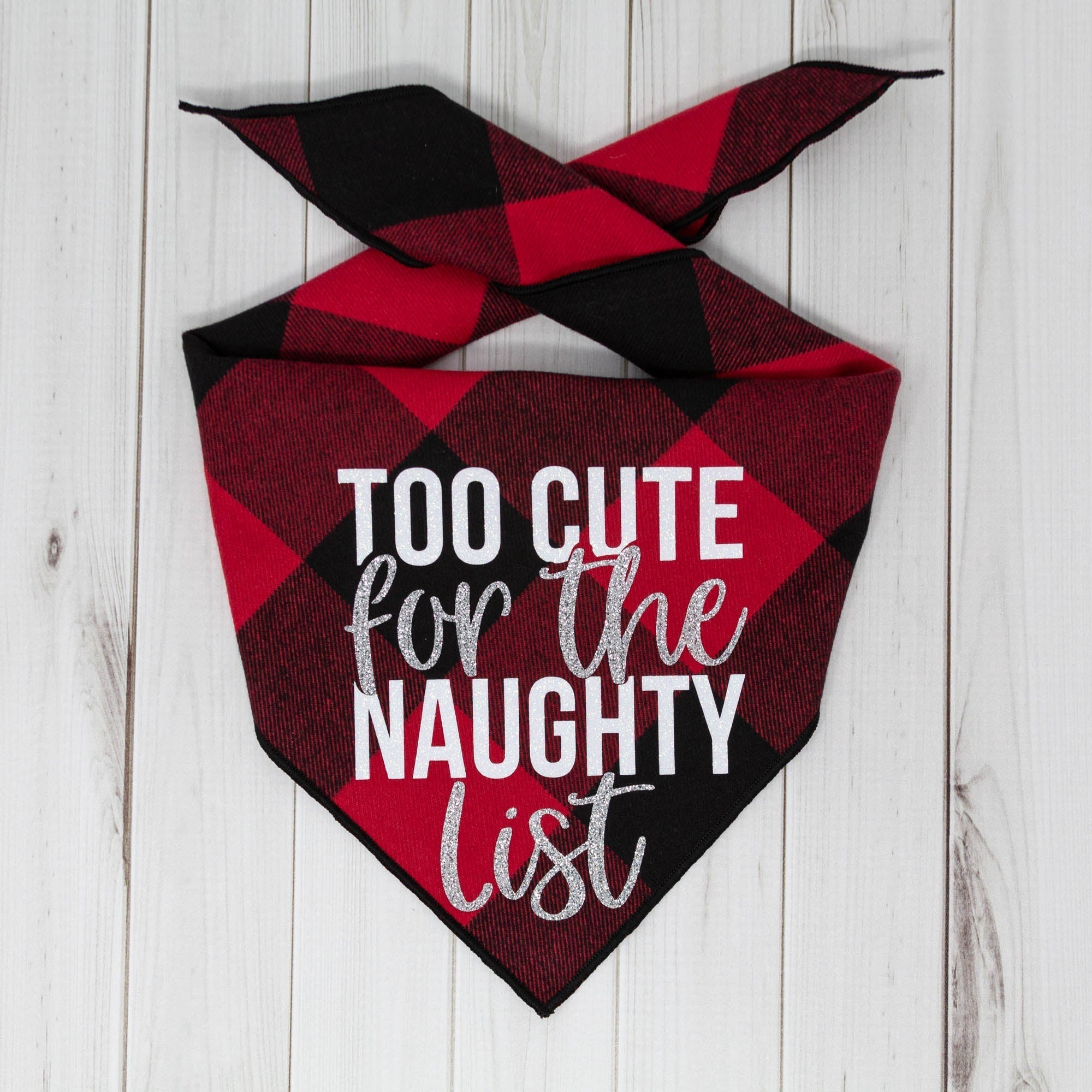 Too Cute for the Naughty List Christmas Dog Bandana