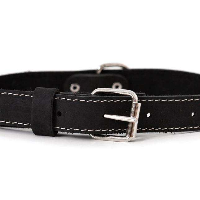 Traditional Black Leather Dog Collar