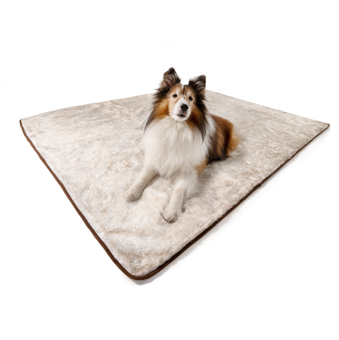 PupProtector™ Short Fur Waterproof Throw Blanket - White with Brown Accents