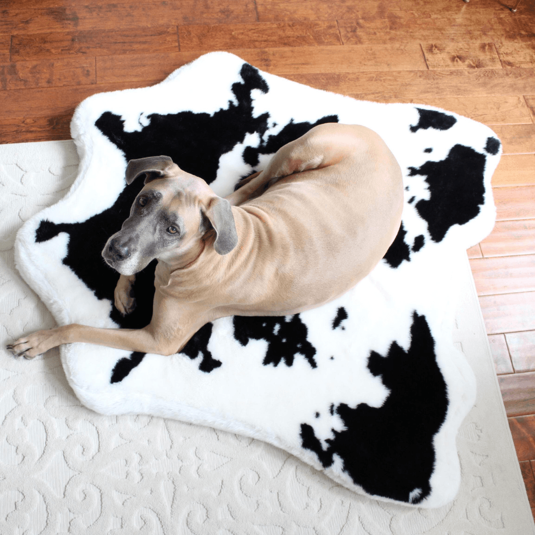 PupRugAnimal Print Memory Foam Dog Bed - Black Faux Cowhide