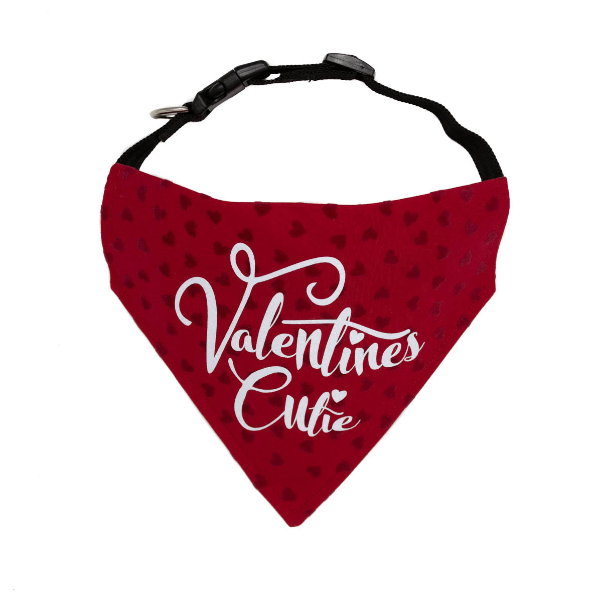 Valentines Day Red Flocked Hearts Dog Bandana