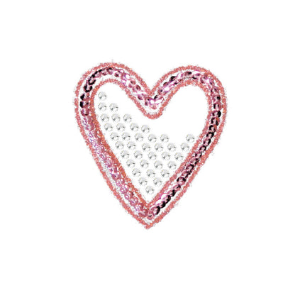 Pink Sequin & Rhinestone Heart - Women's T-shirt