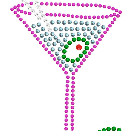 Martini (Fuchsia with Blue Rhinestones) - Bandanna