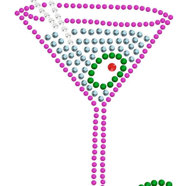 Martini (Fuchsia with Blue Rhinestones) - Bandanna