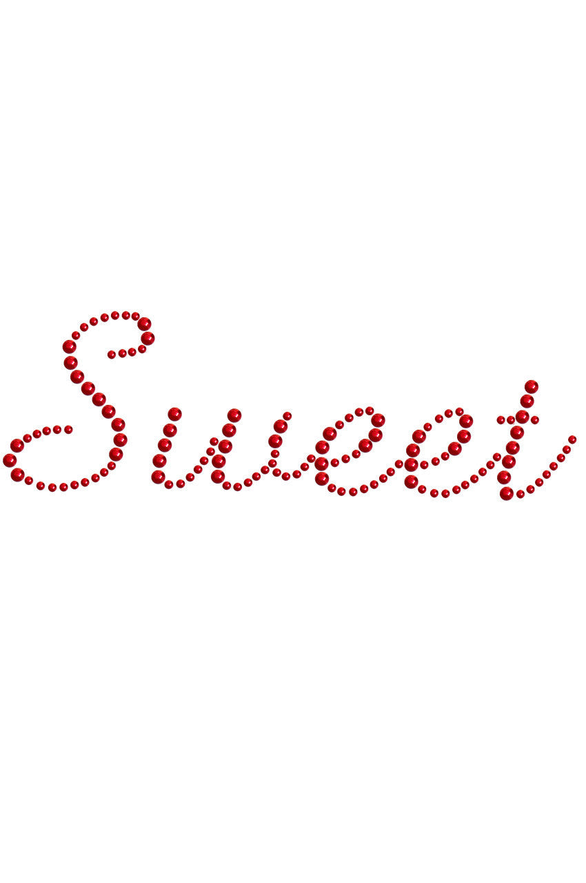 Sweet (Red Rhinestuds) - Bandanna White