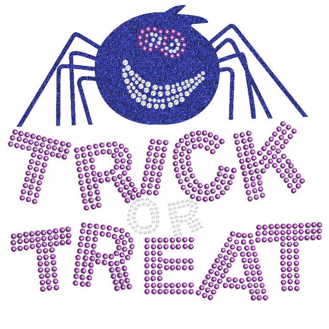 Trick or Treat with Blue Glitter Spider - Women's Tee