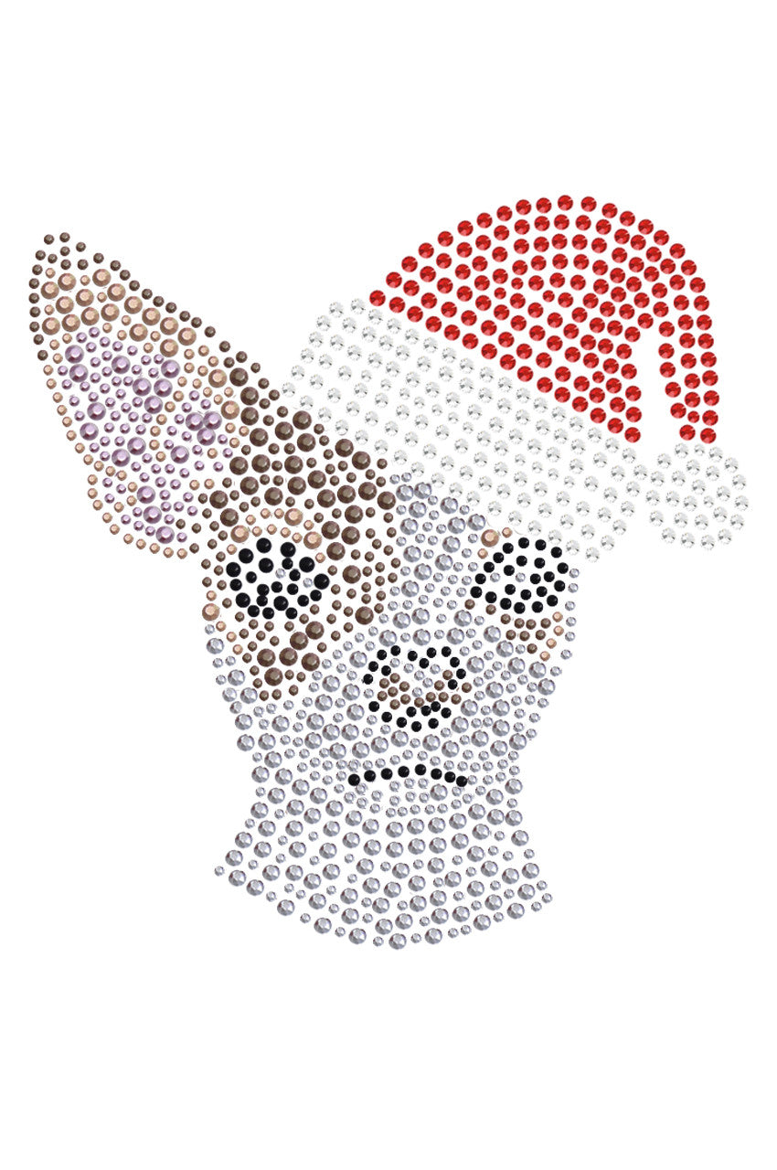 Chihuahua Face with Santa Hat - Bandana White