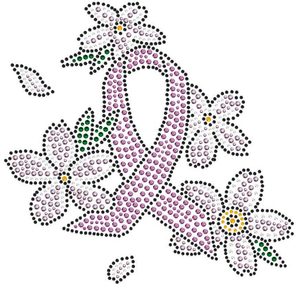 Pink Ribbon with Flowers - Bandanna