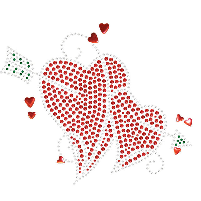 Red Rhinestone Hearts with Arrow Bandanna