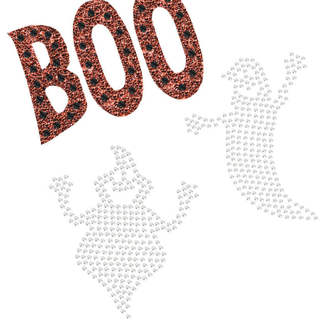 Orange Glitter Boo with Rhinestone Ghost - Women's T-shirt