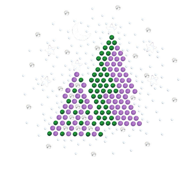 Purple & Green Christmas Trees with Austrian crystal Snowflakes - Bandana