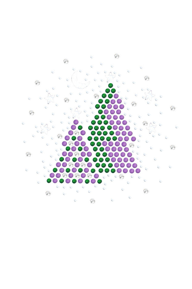 Purple & Green Christmas Trees with Austrian crystal Snowflakes - Bandana