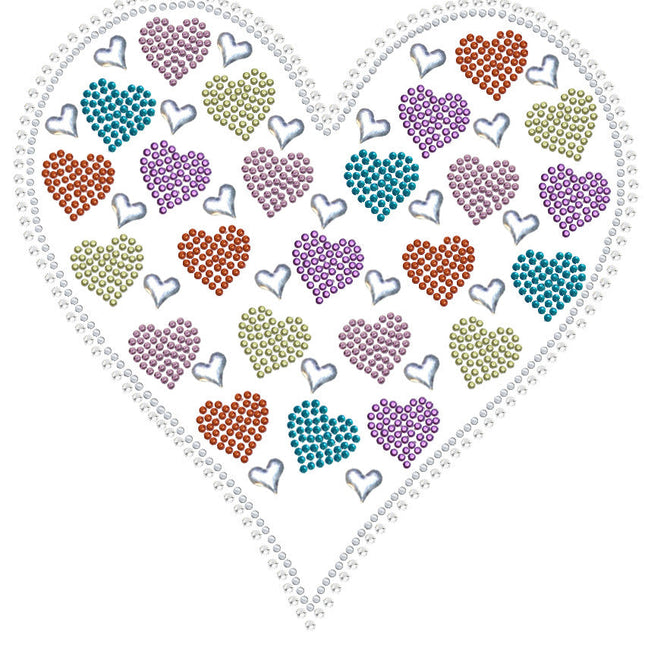 Heart with Multicolor Rhinestud Hearts Bandanna