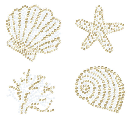 Gold & White Sea Shells - Bandanna