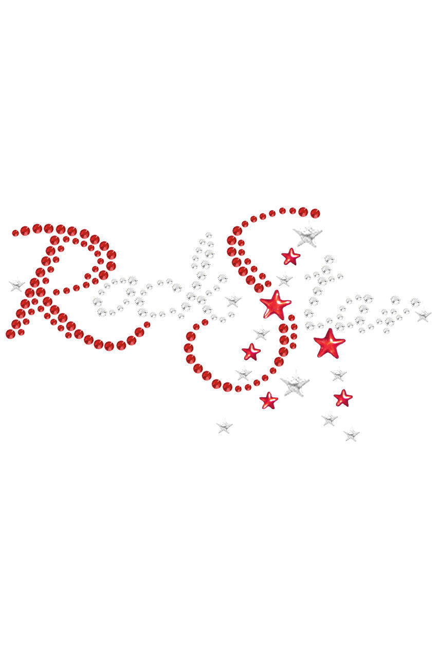 Rock Star (Red Austrian crystal Rhinestones) - Bandanna White