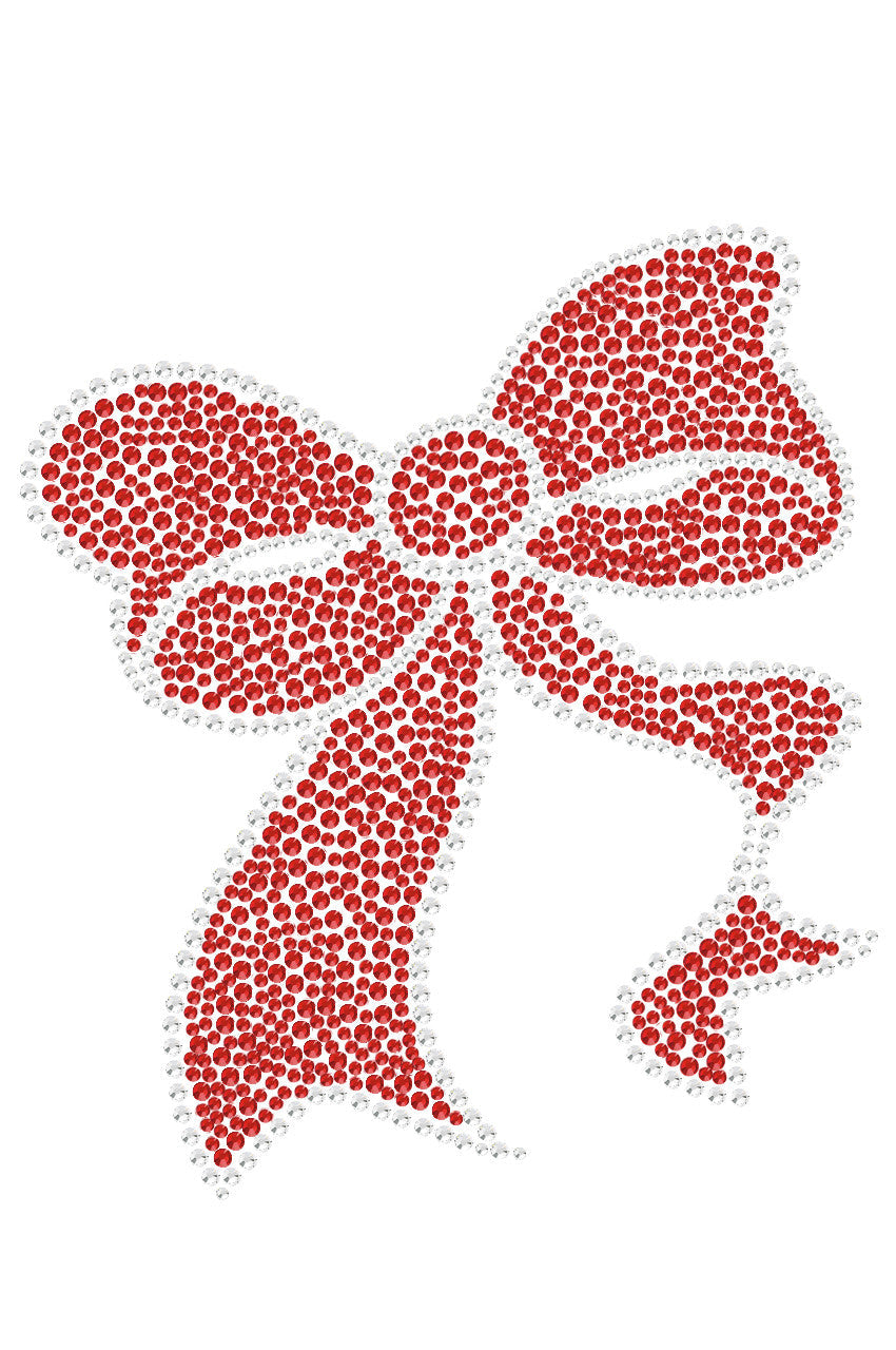 Red Rhinestone Bow - Women's Tee White