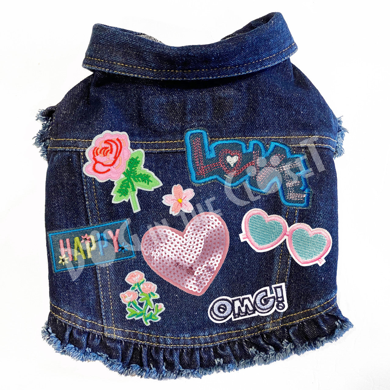 Love Denim - Denim Dog Jacket Pink Denim with Ruffles