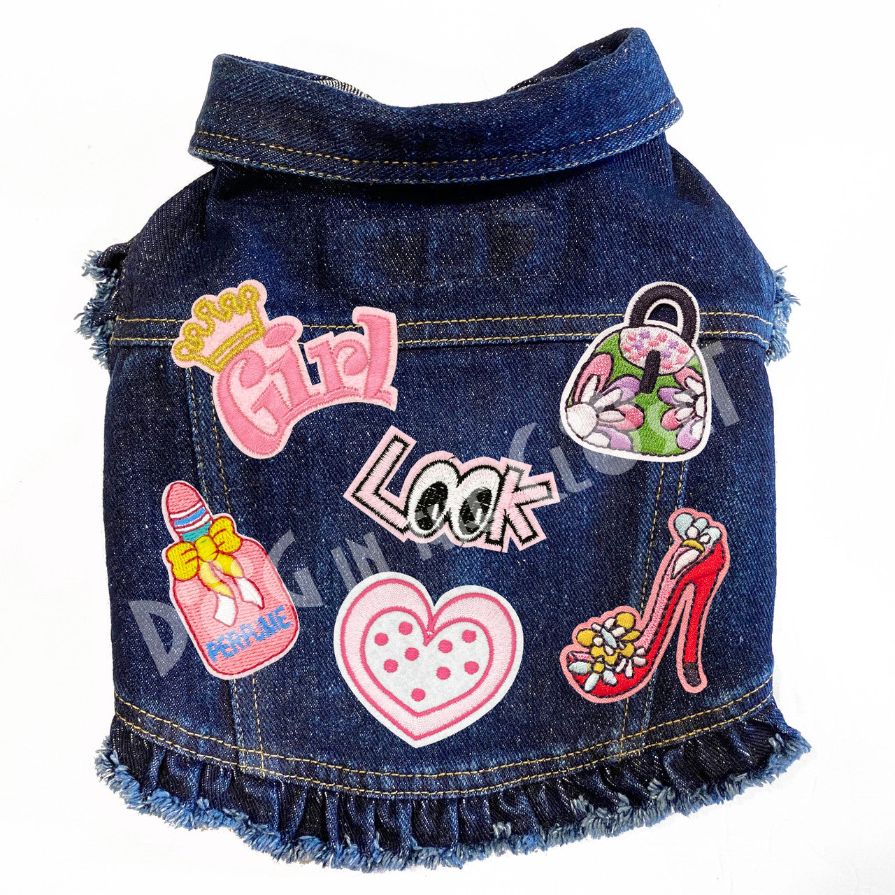 Little Diva Denim Dog Jacket Pink Denim with Ruffles