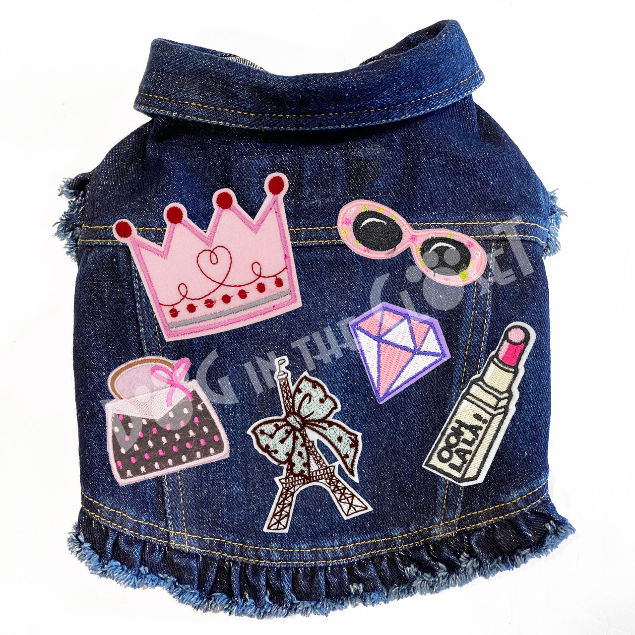 Ooh La La Princess Denim Dog Jacket Pink Denim with Ruffles