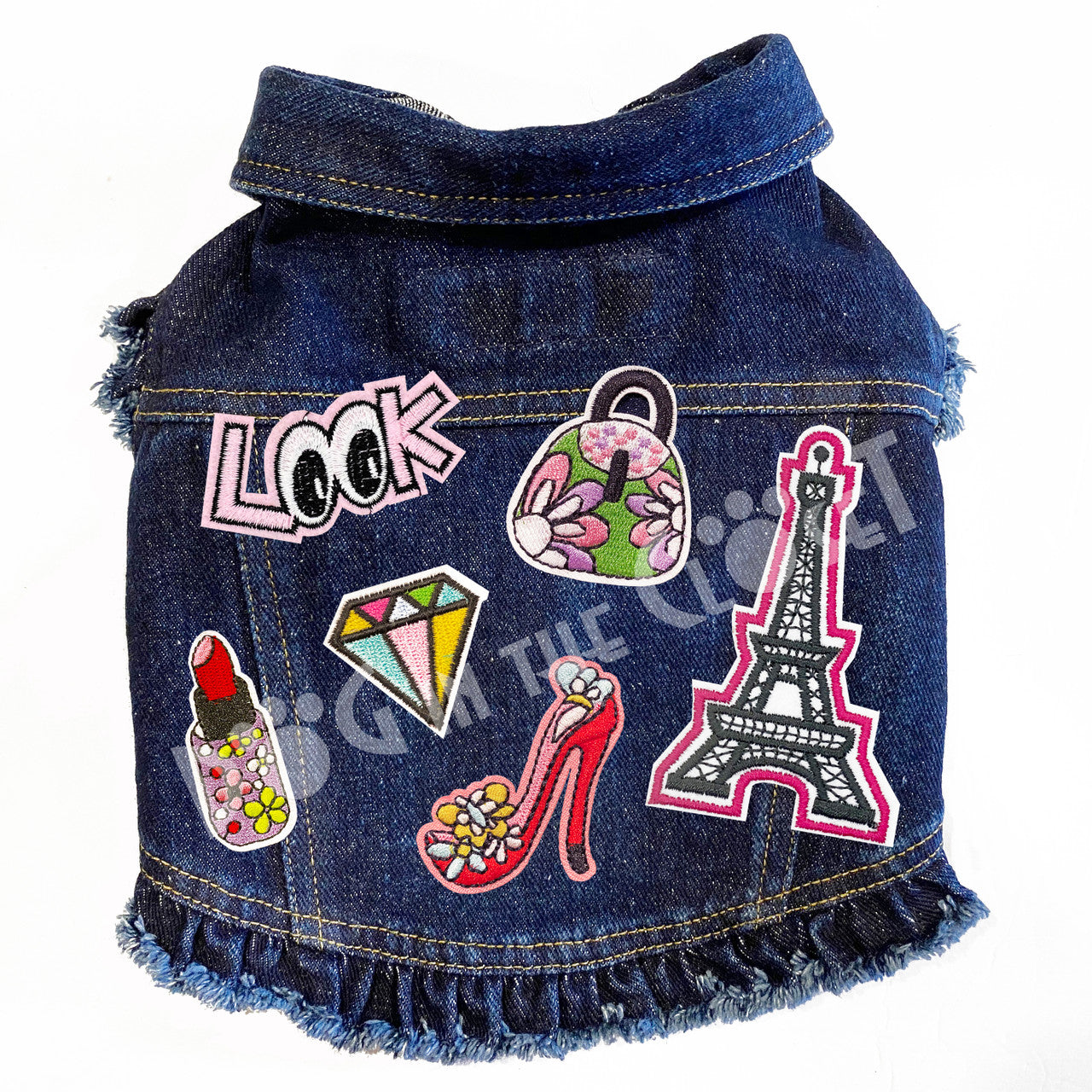 Paris Cutie Denim Dog Jacket Pink Denim with Ruffles