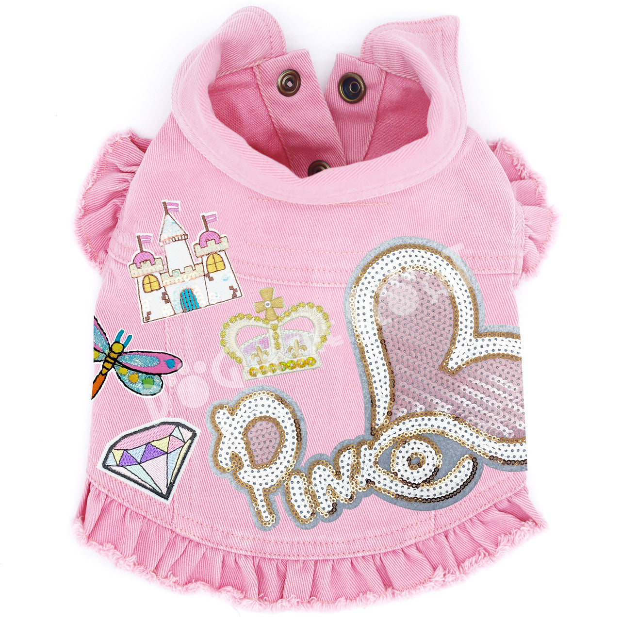 Pink Princess Denim Dog Jacket