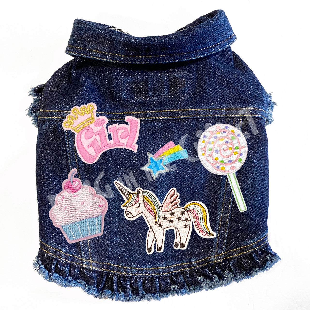 Sweet Dreams Denim Dog Jacket Pink Denim with Ruffles