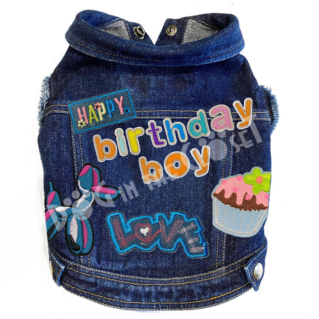 Birthday Boy Denim Dog Jacket