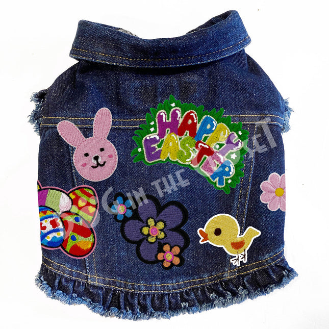 Happy Easter Denim Dog Jacket