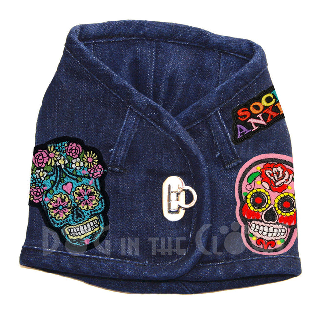 Sugar Skulls Denim Harness Vest